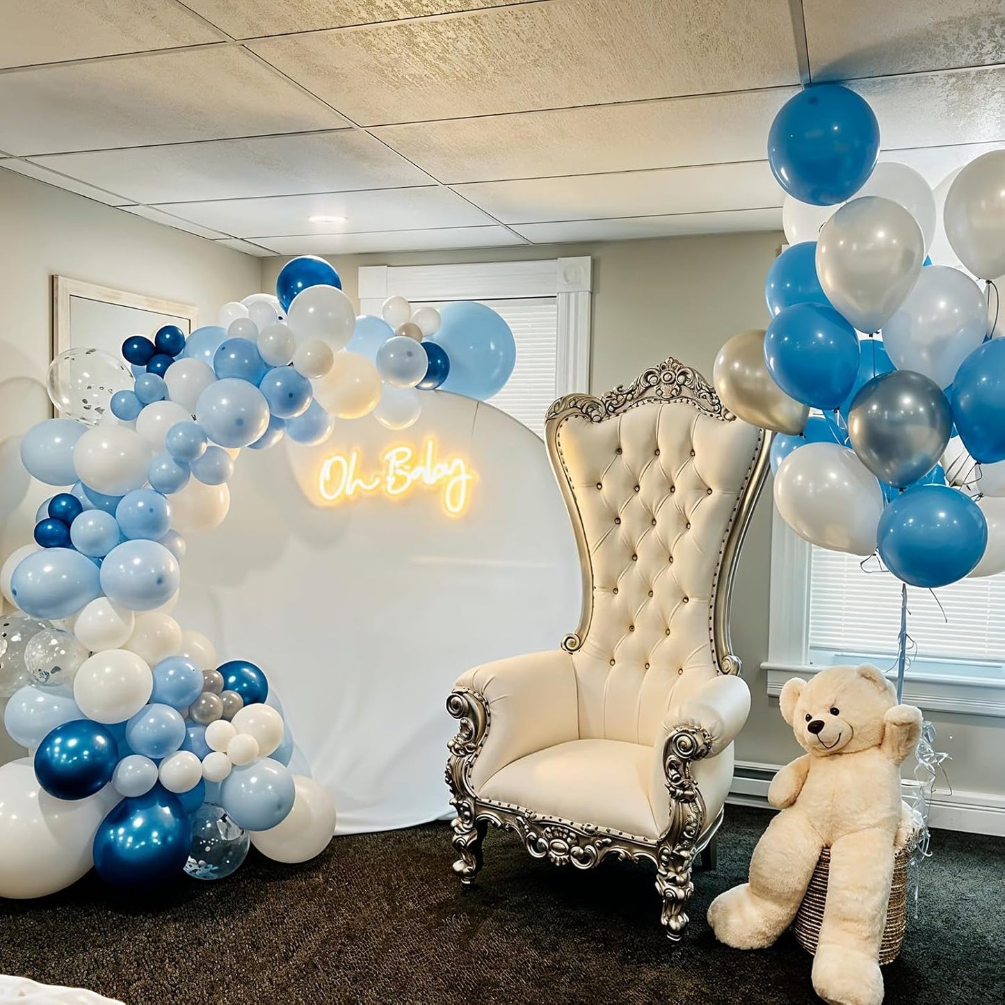 Togvu Metallic Blue Silver Balloons, 60 Pcs 12 Inches Chrome Blue White Balloon with Silver Balloons Glitter Confetti Balloons for Boys Baby Shower, Birthday, Baptism,Wedding Decorations