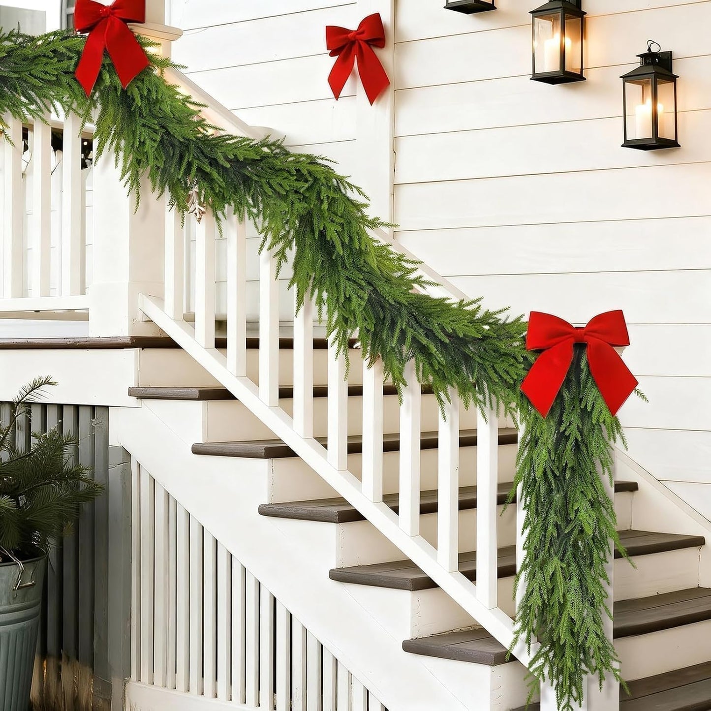 6FT Christmas Artificial Norfolk Pine Garland for Fireplace - Realistic Faux Greenery Fake Garland for Holiday,Table, Window,Mantel,Stairs, Home,Indoor Outdoor Decor (1PCS)