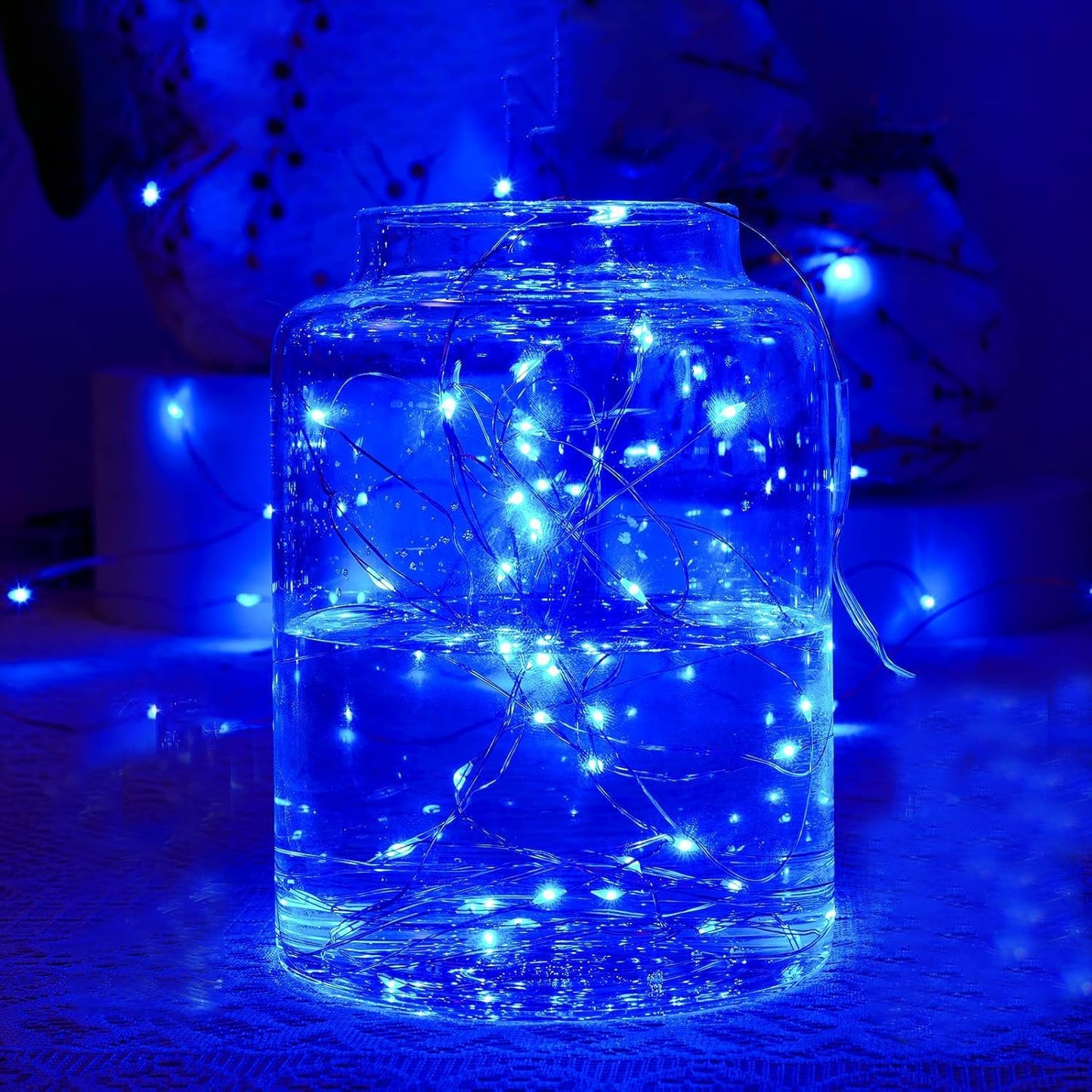 24 Pack LED Fairy Lights Battery Operated 7Ft 20Led Mini String Lights Waterproof Christmas for Mason Jars Bedroom DIY Party Wedding Christmas Decor Blue