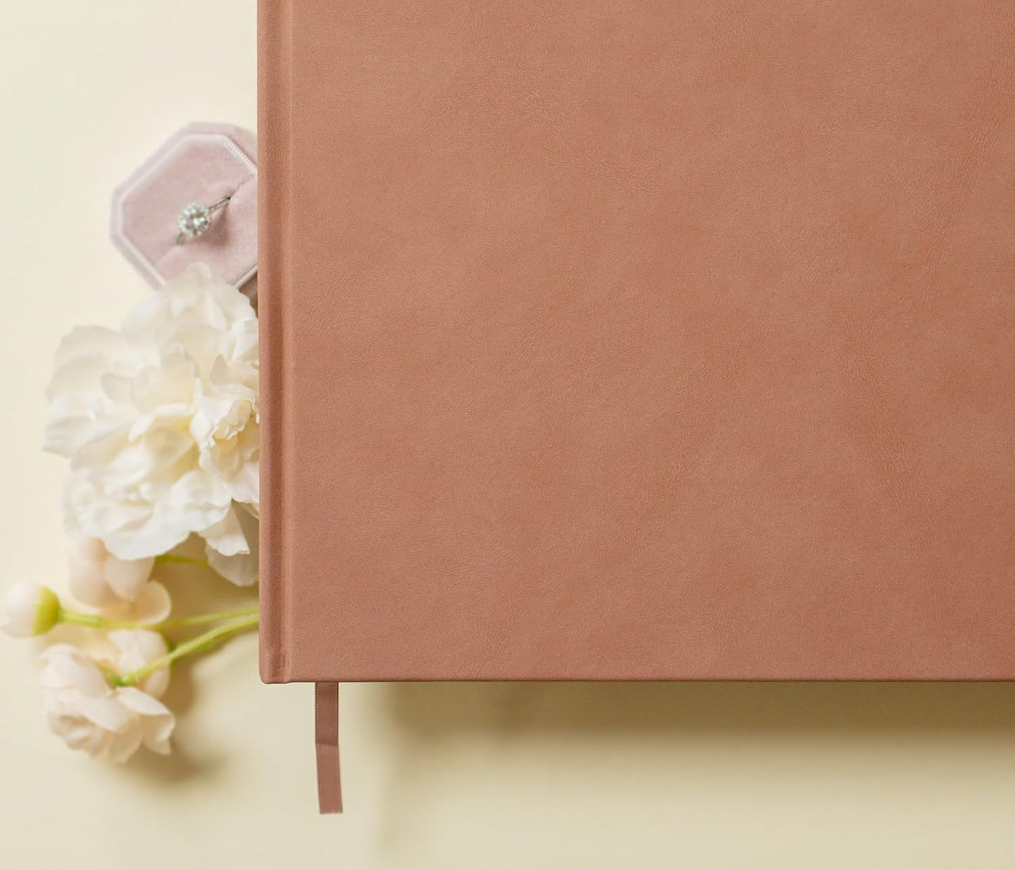 MUUJEE Personalized Guestbook in Old Rose - Premium Custom Modern Guest Book for Wedding Reception, Birthday Party or Events w/Bookmark Blank Pages for Signing 11.5 x 8.5 inches