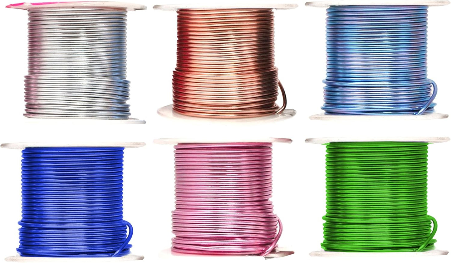 Mandala Crafts 14 Gauge Anodized Aluminum Craft Wire for Jewelry Making – 330 FT Colored Flexible Silver Copper True Blue Pink Ice Blue Green Wire - Bendable for Bonsai Armature Crafting Sculpting