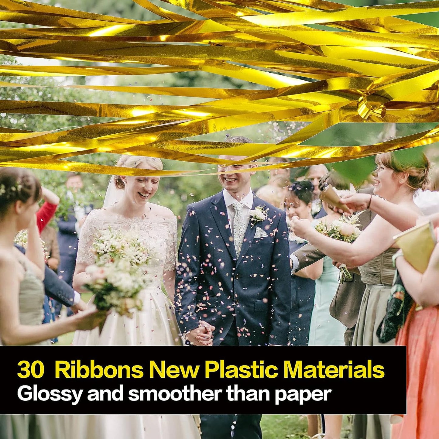 Confetti Poppers, Plastic No Mess Streamers, Party Poppers for Birthday,Wedding,Celebrations,Graduation Party (Shining Gold, 10 Pack)