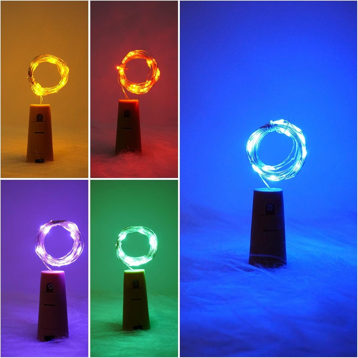 SmilingTown Wine Bottle Cork Lights 15Pack 10 LED 40 Inches Battery Operated Silver Wire Liquor Bottle Fairy Mini String Lights for Party Christmas Halloween Wedding Decoration