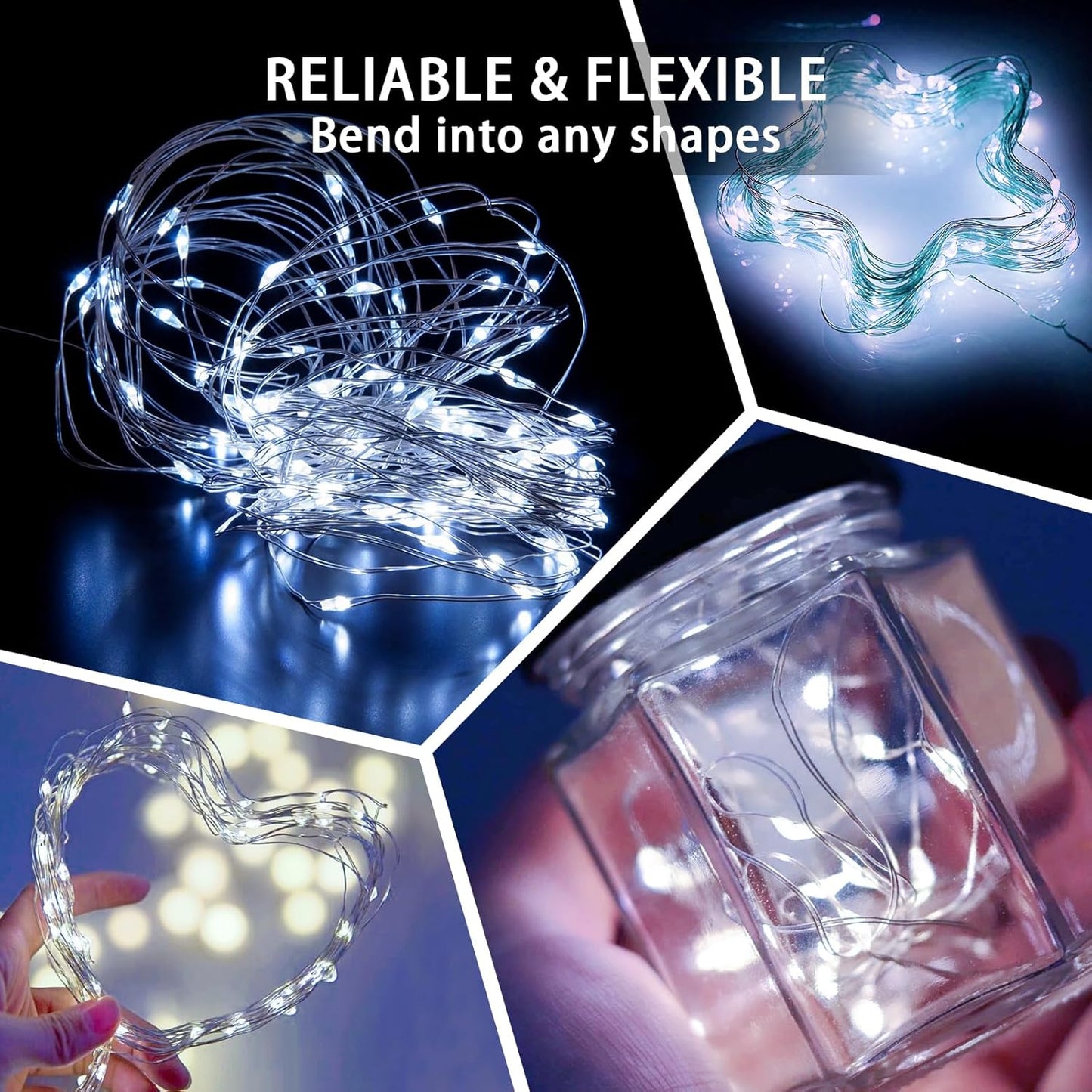 8 Pack White Fairy Lights 7Ft 20 LED Twinkle String Lights 3 Modes Battery Operated Waterproof Firefly Starry for Mason Jar Party Wedding Christmas Valentines Day Table Centerpieces,Cold White