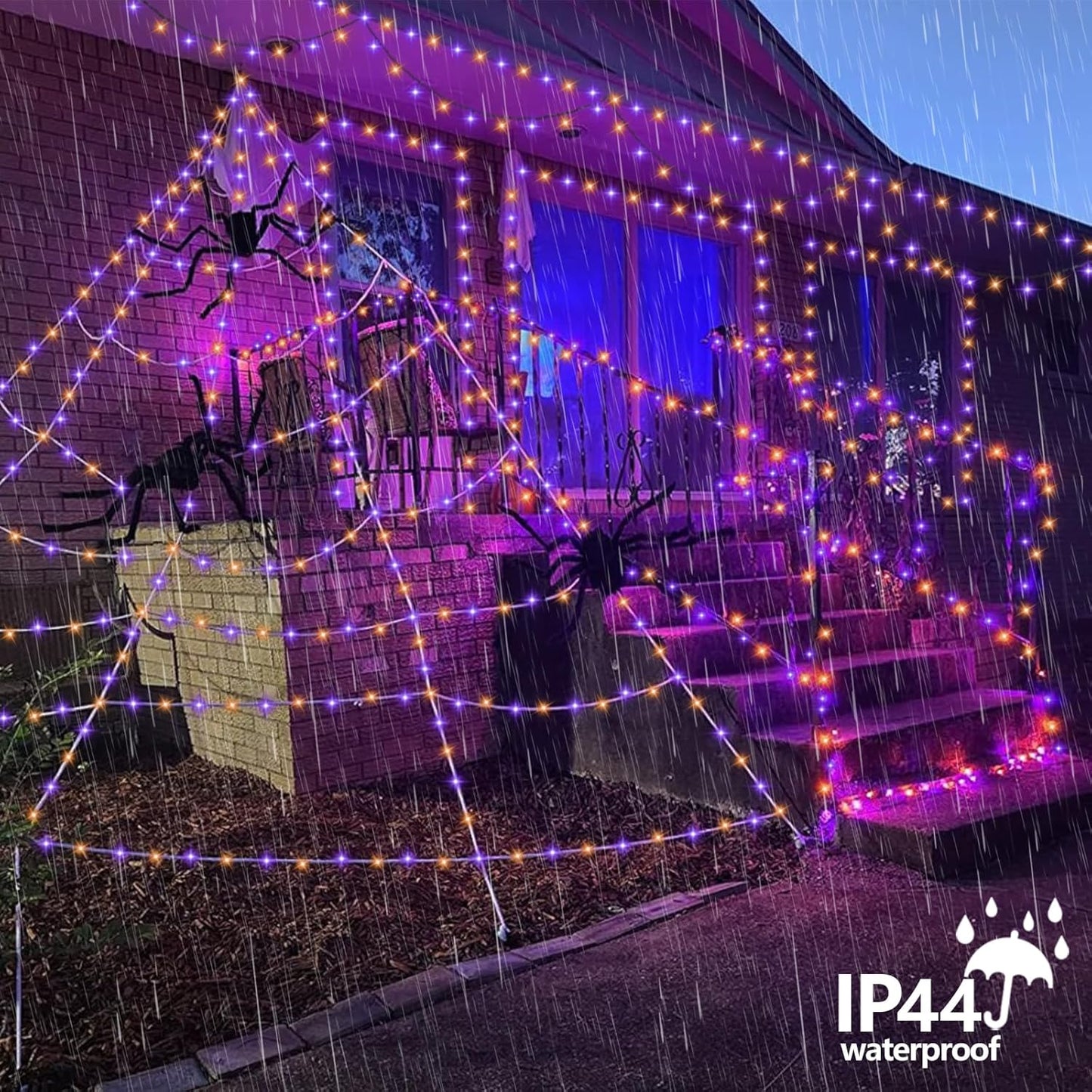 YEGUO 66ft 200 LED Orange and Purple Halloween Lights Outdoor Waterproof, Green Wire Christmas String Lights Indoor, 8 Modes Twinkle Tree Lights Plug in with Timer Memory