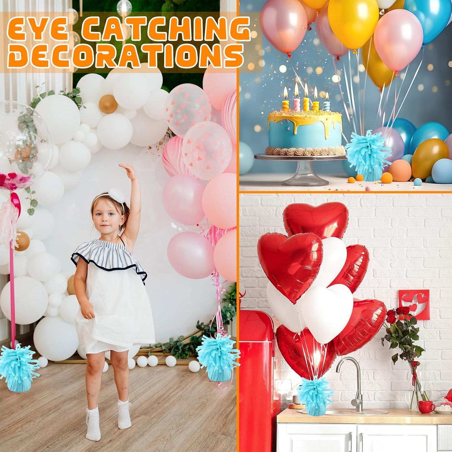 8 Pcs Baby Blue Metallic Balloon Weights Holder Anchors Balloon Holder Weights for Helium Balloons Birthday Graduation Party Christmas Wedding Celebration Decoration (Baby Blue)