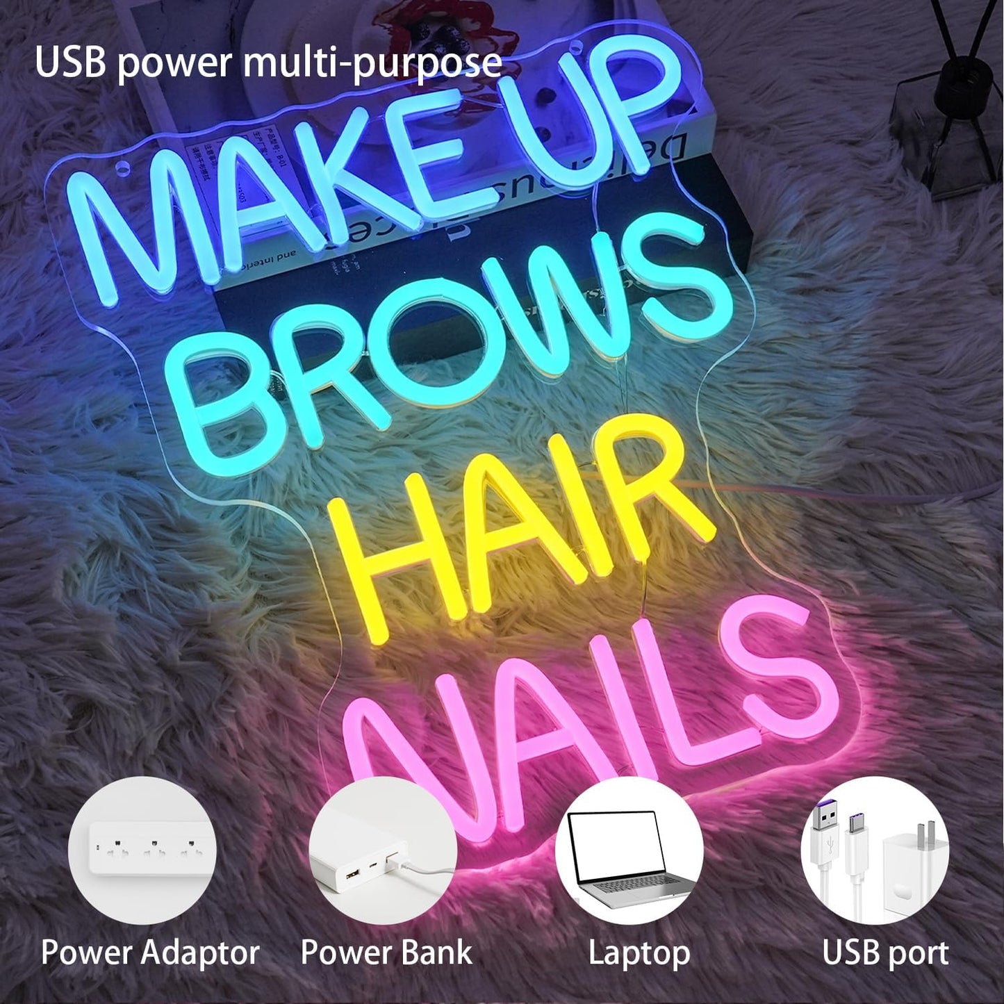 Makeup Studio Neon Sign for Wall Decor, Spa Beauty Room Neon Light,Dimmable Beauty Salon LED Light Up Sign for Bedroom, Business, Salon Decorations