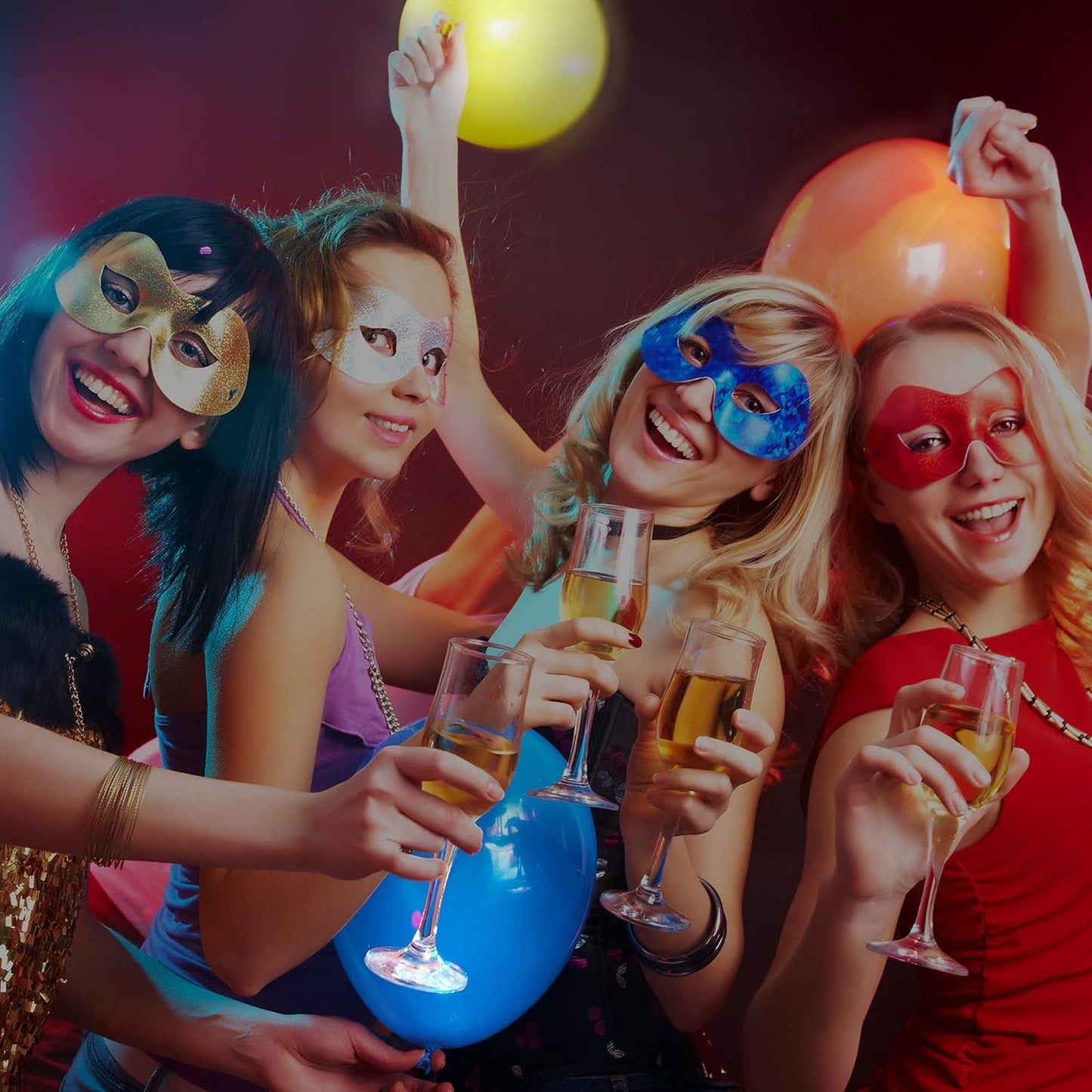 LED Balloons Flashing, 32 Pack, 8 Colors Light Up Balloons, Lasts 12-24 Hours for Glow in the Dark Party Supplies, Birthday, Halloween, Easter Party and Wedding Decorations