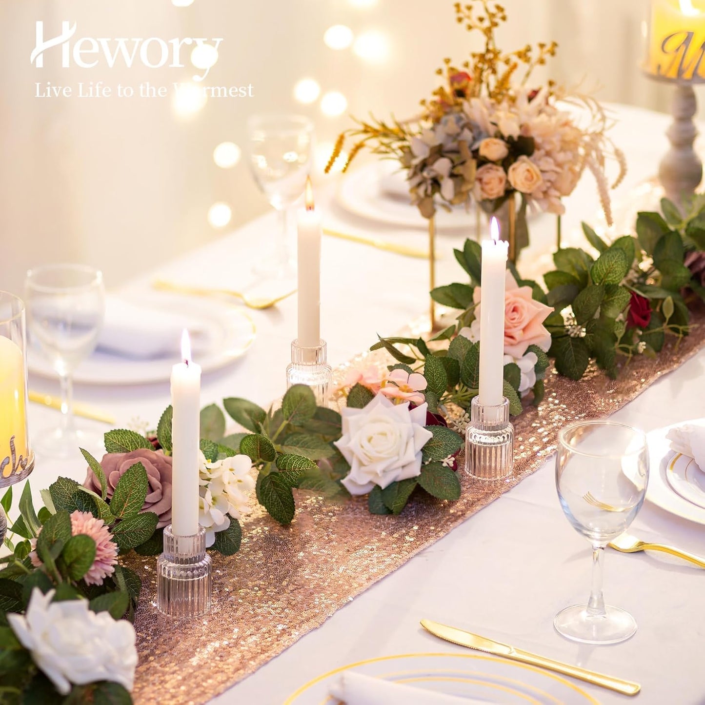 Candle Holder Glass Candlestick Holders: Hewory 20PCS Clear Taper Candle Holders Bulk for Table Centerpiece, Glass Candle Holder Candle Stick Holder Decor for Christmas Wedding Party Bridal Showers