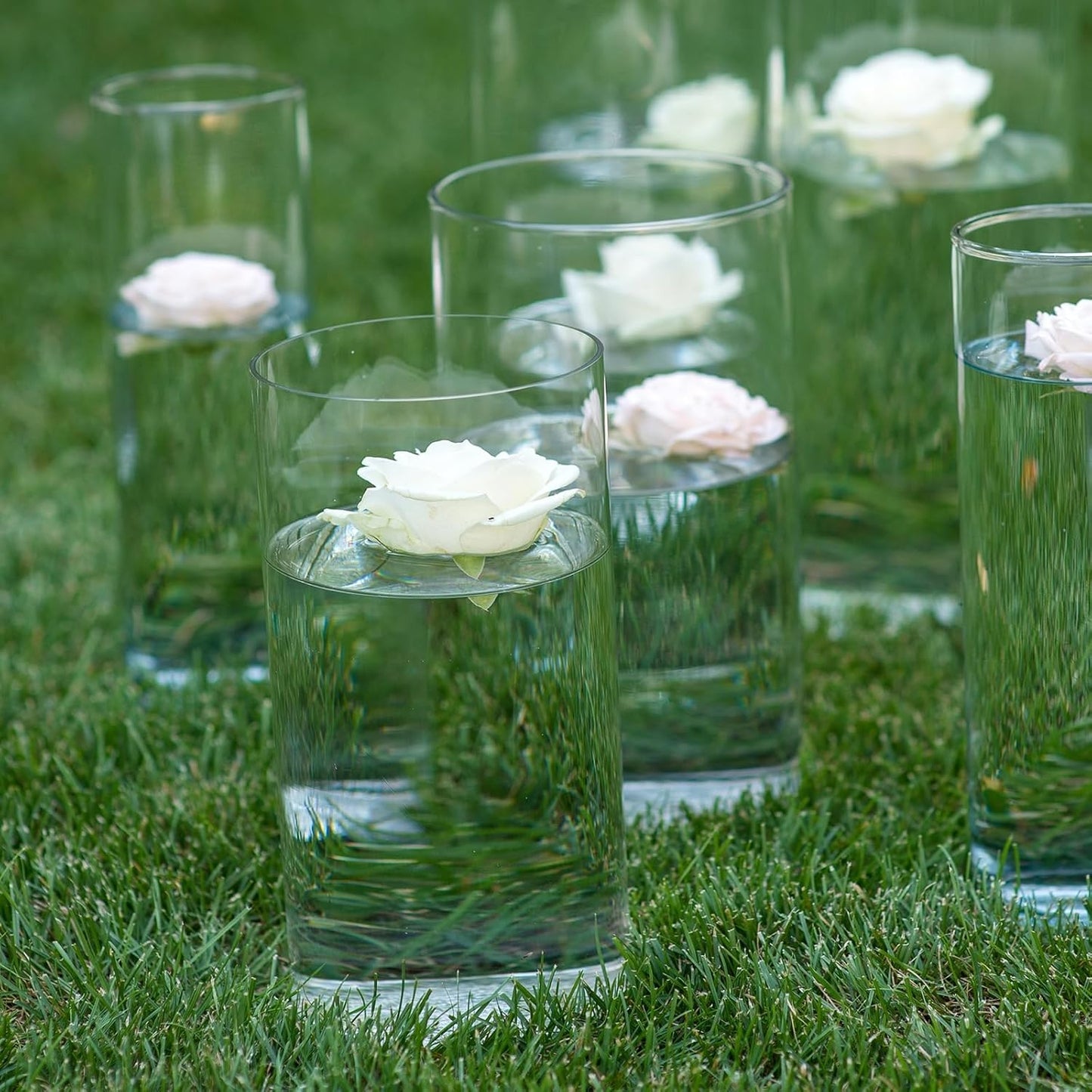 WDHODEC Bud Vases for Flowers 18 PCS, 6" 8" Clear Glass Cylinder Vase Hurricane Candle Holders Floating Pillar Wedding Centerpiece Birthday Party Decoration