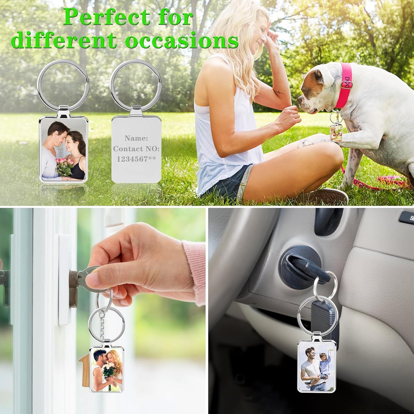 Double Side Custom Keychain with Picture Personalized Engraving Photo Text Customized Gifts for Men Women