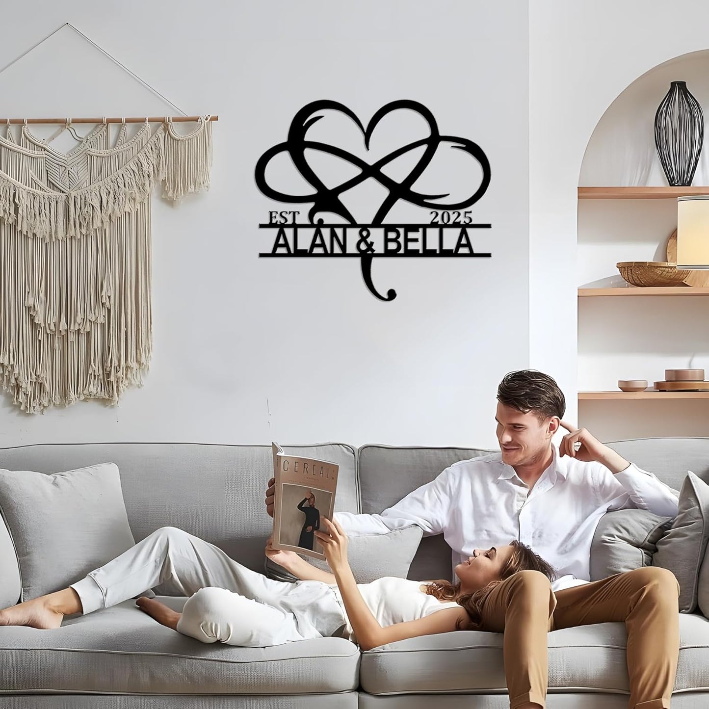 Personalized Valentine's Day Wedding Gifts For Couple, Custom Metal Signs Wall Art, Monogram Name Metal Signs For Home Decor, Customized Anniversary Christmas Housewarming Gifts For Him Her