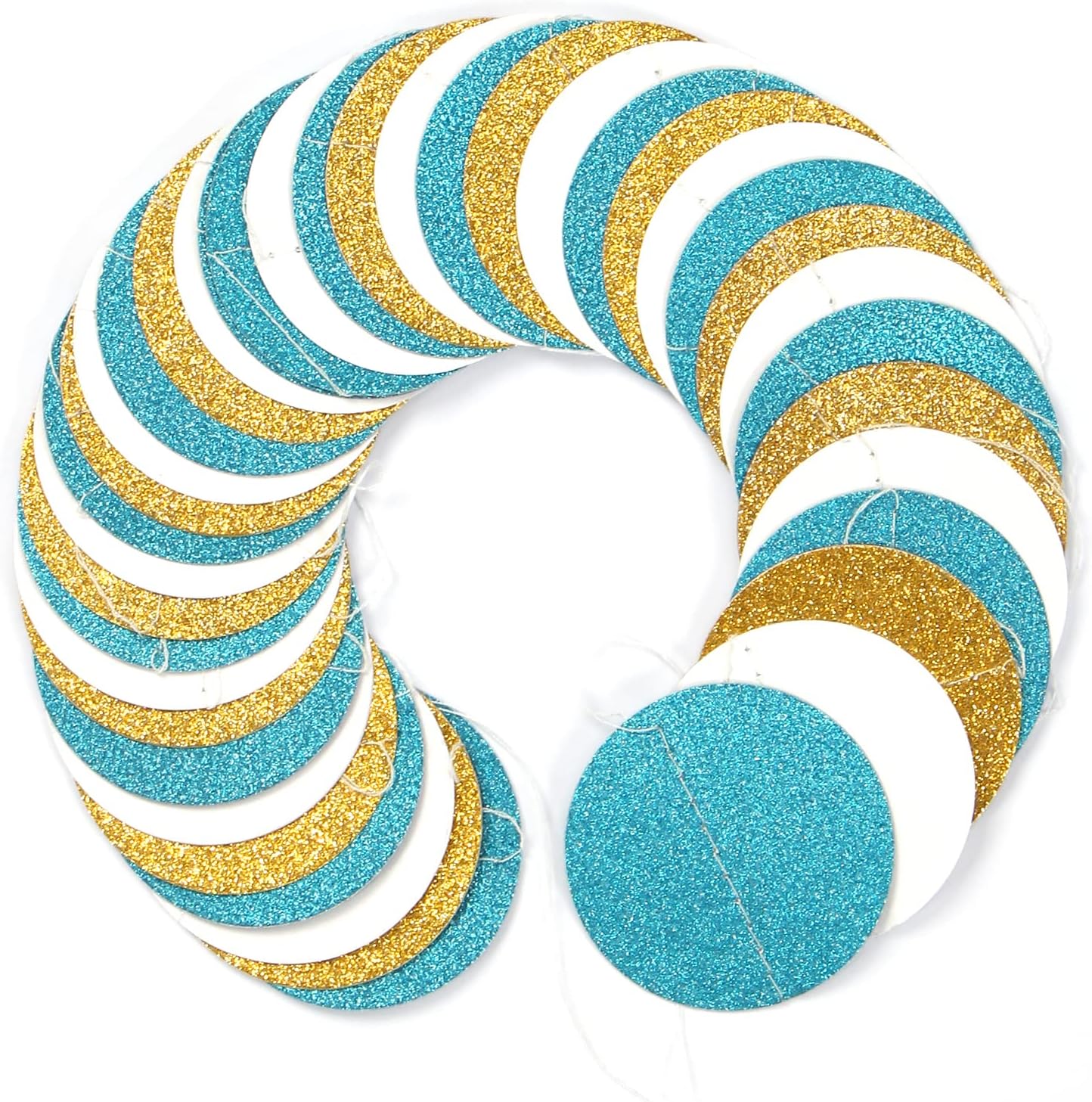 Teal-Turquoise White-Gold Party-Decorations Garland Streamers - 52Ft Woman Girl Birthday Paper Banner,Graduation Wedding Bachelorette Engagement Bridal Baby Shower Backdrop Decor Panduola