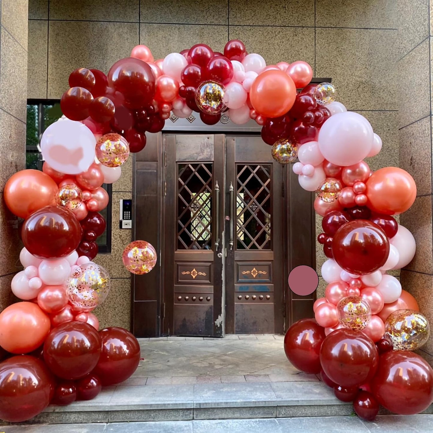 Burgundy Red and Pink Balloons, 60 Pack 12in Rose Gold Wine Red Light Pink White Latex Balloon Metallic Rosegold Confetti Helium Party Balloons for Women Girls Birthday Wedding Anniversary Decorations