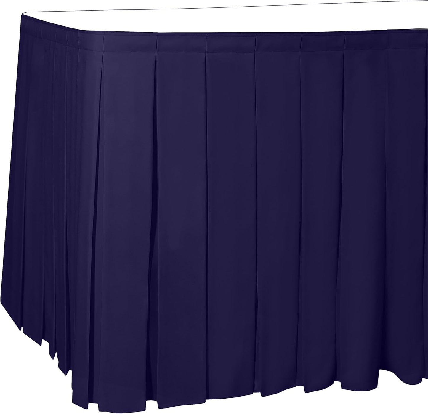 Ultimate Textile Pleat Polyester Fabric Table Skirt - Machine Washable Flame Resistant with Clips for Events, Weddings & Trade Shows, Cut & Sewn in Paterson, NJ - Purple, 7' Box Pleat