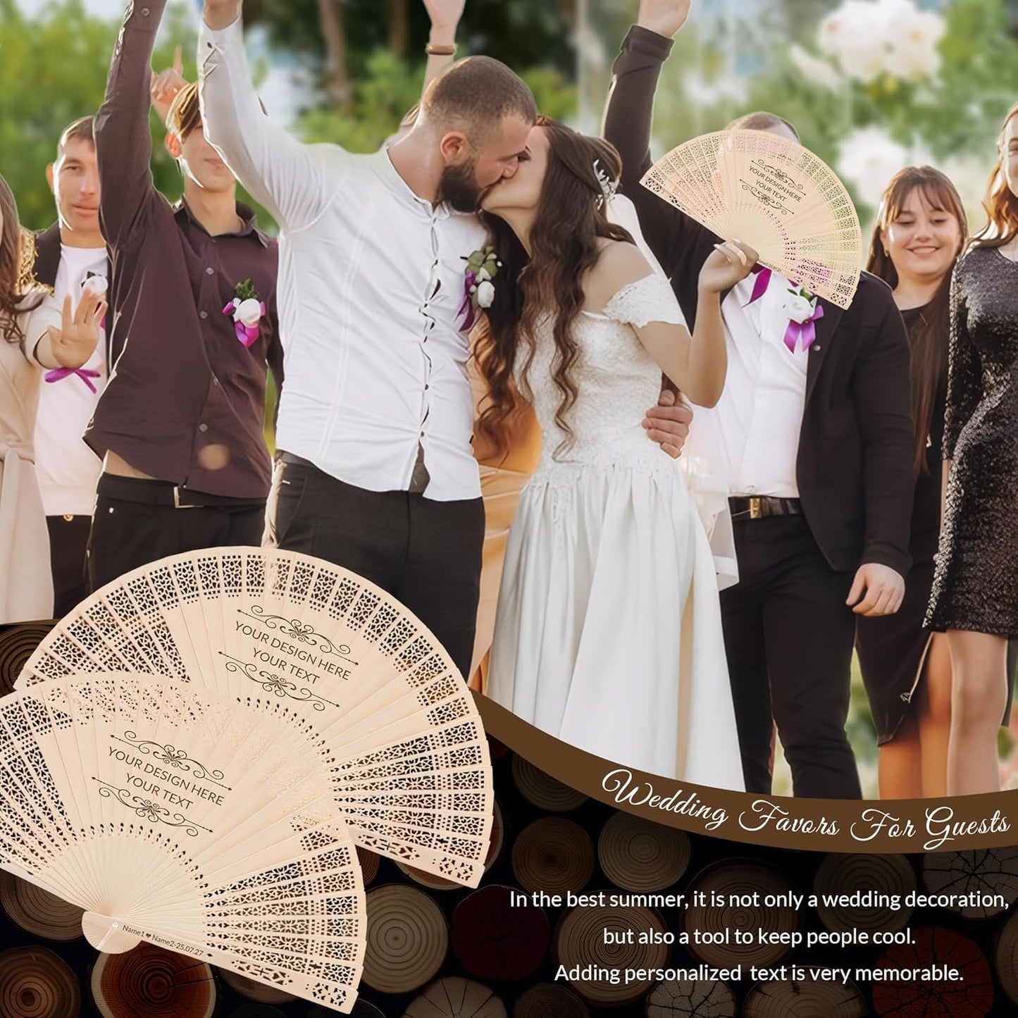 20 PCS Custom Fans Personalized Folding Fans for Line Dancing Wooden Hand Fan Wedding Favors Gift for Guests Personalized Fans for Events