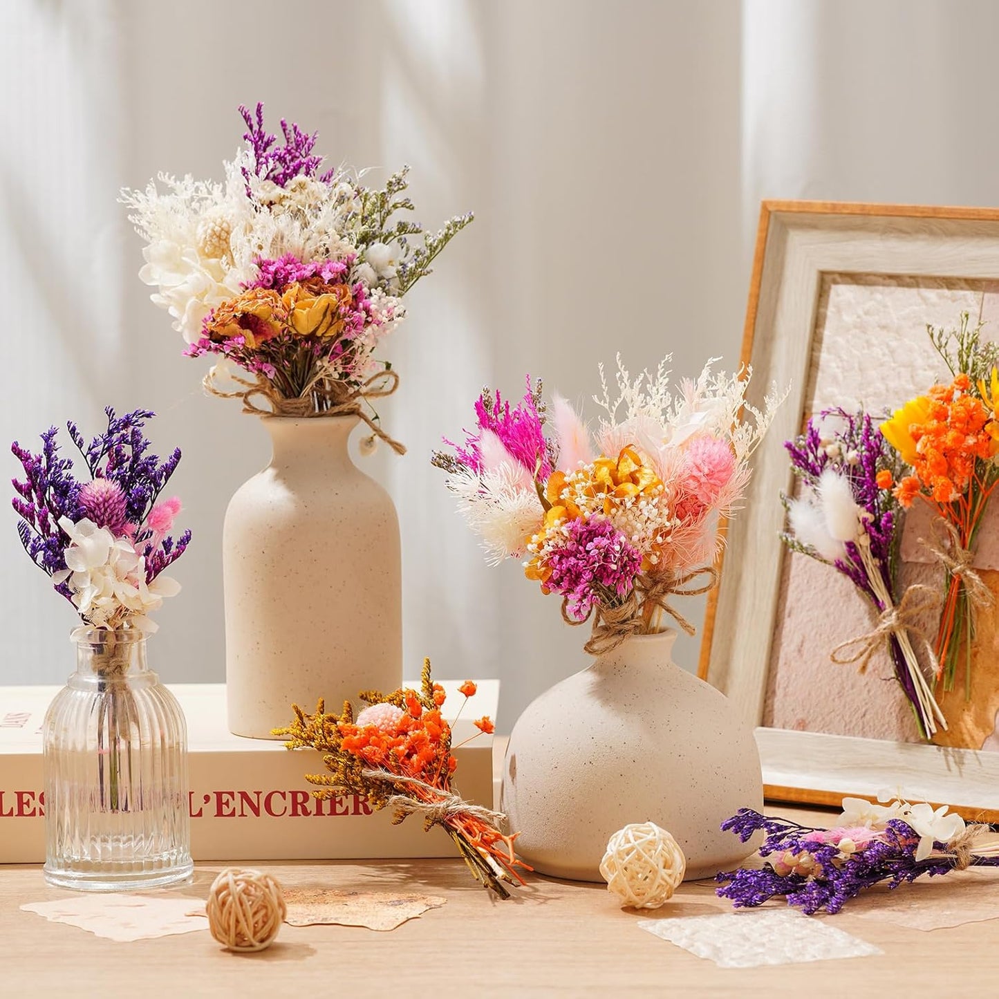 10/12/24 Pack Dried Flowers for Vase Various Mini Bouquet Dried Small Wildflowers Natural Real Flowers Bulk for Crafts DIY Wedding Decor (12, Flowers Blooming1)