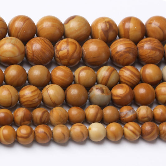 Yellow Woodgrain 12mm Stone Beads for Jewelry Making DIY Craft Gemstone Beads Kit (12mm, 30pcs) Smooth Healing Crystal Beads for Bracelets, Necklaces, Home Decor