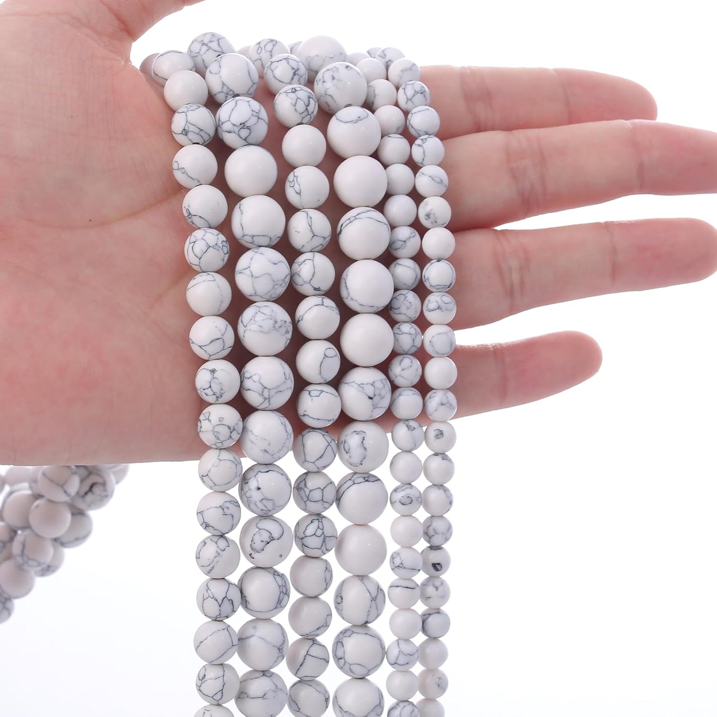 Natural White Turquoise Stone Beads Gemstone Round Crystal Energy Jade Beads Stone Beads for Jewelry Making DIY Bracelet Necklace Jewelry Making 1 Strand 15.5inch 45PCS 8MM