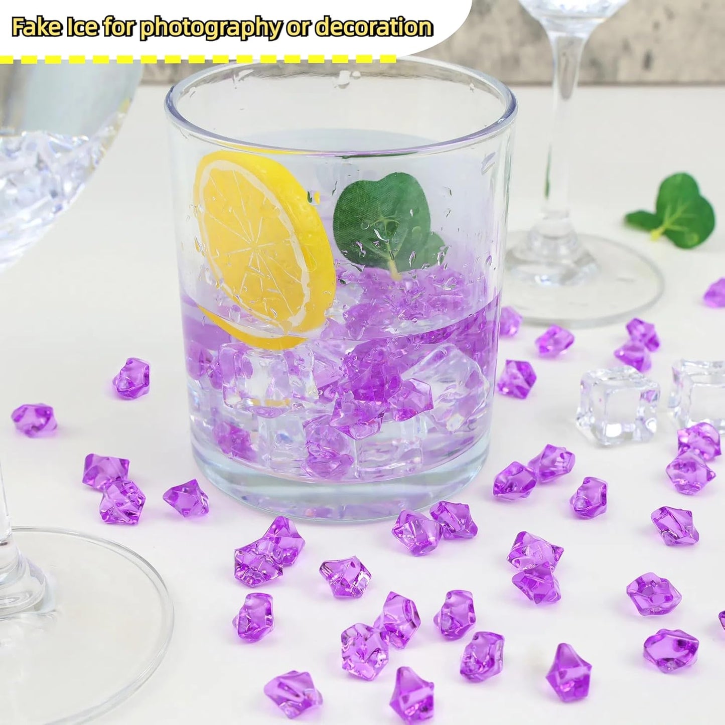 YATOJUZI 500pcs Fake Ice Cubes Purple Acrylic Crushed Rocks Vase Fillers Plastic Diamonds Gems for DIY Party Wedding Centerpiece Table Scatter Prop Display 0.5" (Only Purple)