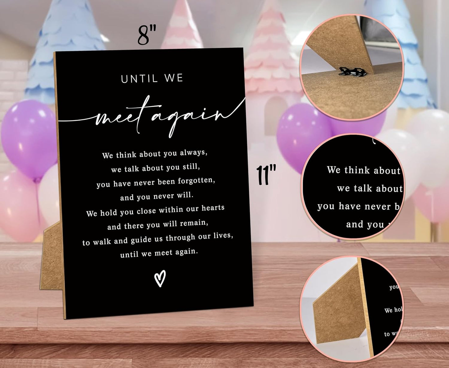 Until We Meet Again, Wedding Memorial Sign, 8x11 Black Minimalist Style Memorial Table Sign