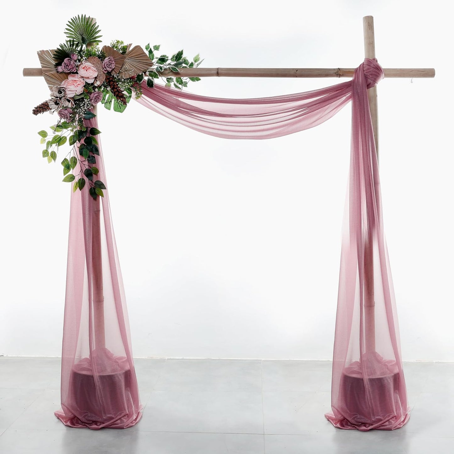 VDS Pack of 1 Panel (30 Inch X 40 Feet) Wedding Arch Draping Fabric Sheer Chiffon Fabric Drapery for Wedding Ceremony Reception Swag Backdrop Canopy Chuppah ARBO Altars Decoration (Mauva)