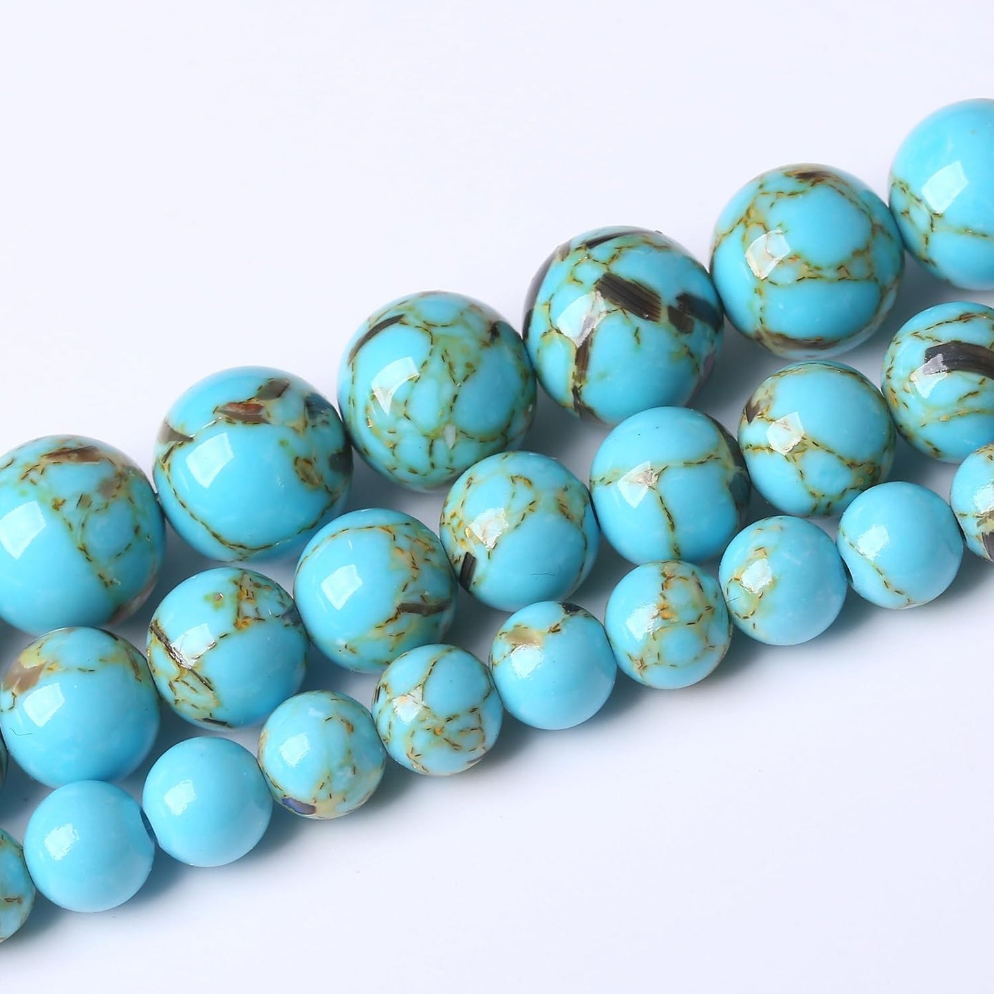 Blue Shell Turquoise Stone Beads Gemstone Round Crystal Energy Jade Beads Stone Beads for Jewelry Making DIY Bracelet Necklace Jewelry Making 1 Strand 15.5inch 4MM