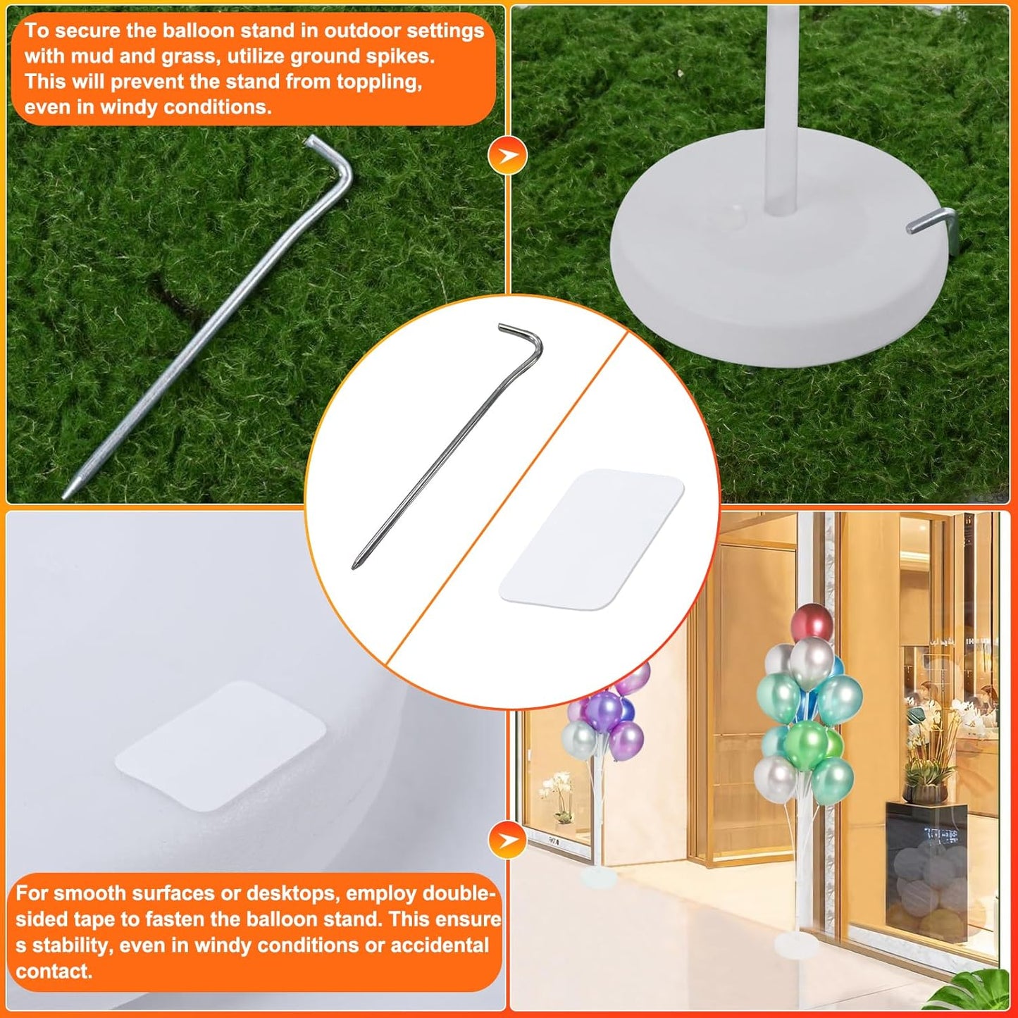 2 Sets of Balloon Stand Kit - 62in Balloon Stands with Base, Balloon Sticks, Decorations for Party Birthday Wedding Baby Shower Gender Reveal Graduation