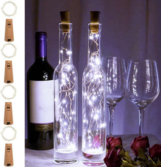Wine Bottle Lights 20 LEDs Cork Lights Waterproof Battery (Included) Operated Fairy Mini String Lights for DIY Jar Indoor Bedroom Party Wedding Christmas Decor Pack of 4(Cool White)