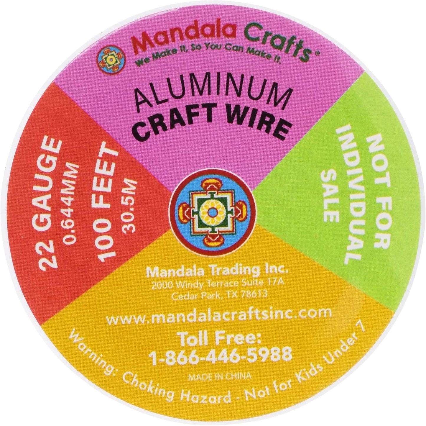 Mandala Crafts 22 Gauge Anodized Aluminum Craft Wire for Jewelry Making - 400 FT Colored Flexible Rainbow Wire - Bendable for Bonsai Armature Crafting Sculpting
