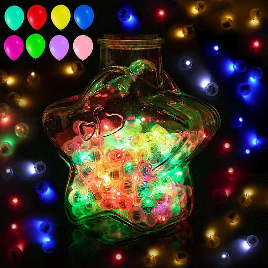 100PCs Mini Led Lights,Flash Led Balloons Light 5 Colors for Party Decorations Neon Party Lights for Paper Lantern Easter Eggs Birthday Wedding Halloween Christmas Decoration - Blinking Mix Color