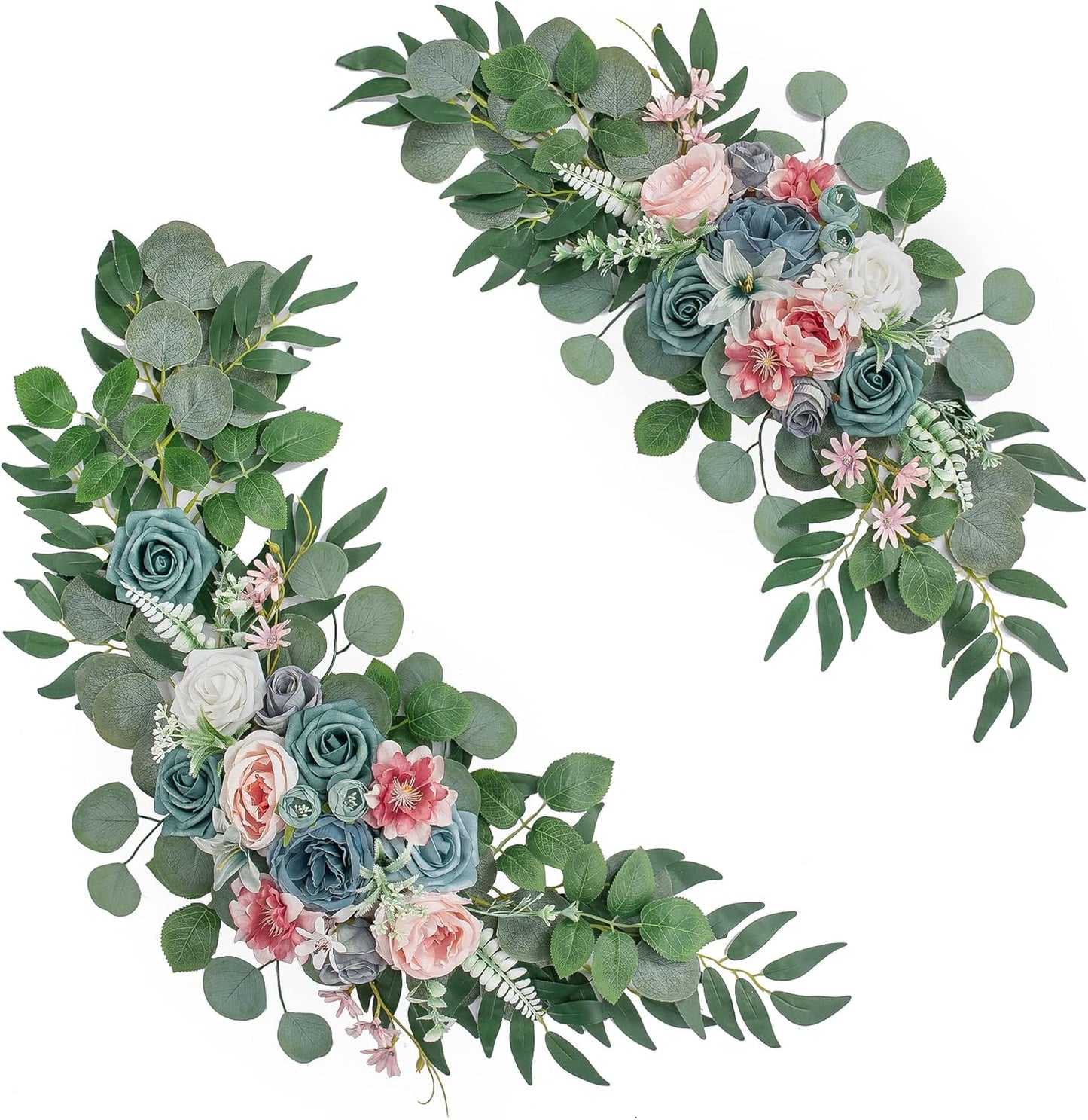 Wedding Arch Flowers, Artificial Flowers for Reception Backdrop and Welcome Ceremony Sign, Large Flower Swag for Dreamy Romantic Wedding Ceremony Floral Decor - Pack of 2