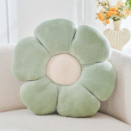 Sage Green Flower Pillow, 19.6" Cute Flower Shaped Floor Pillow, Aesthetic Floral Plush Daisy Decorative Throw Pillows for Bed Sofa Couch