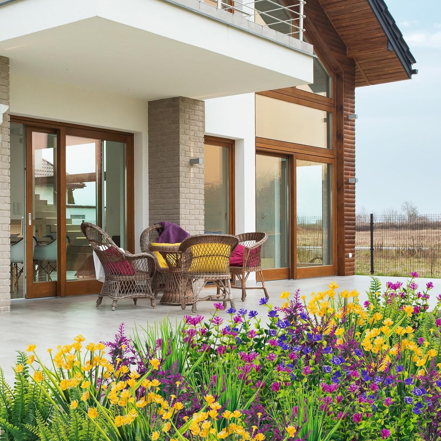 20 Bundles Artificial Flowers Outdoor No Fade UV Resistant Fake Plastic Flowers Faux Plants for Garden Patio Porch Window Box Home Wedding Farmhouse Hanging Décor