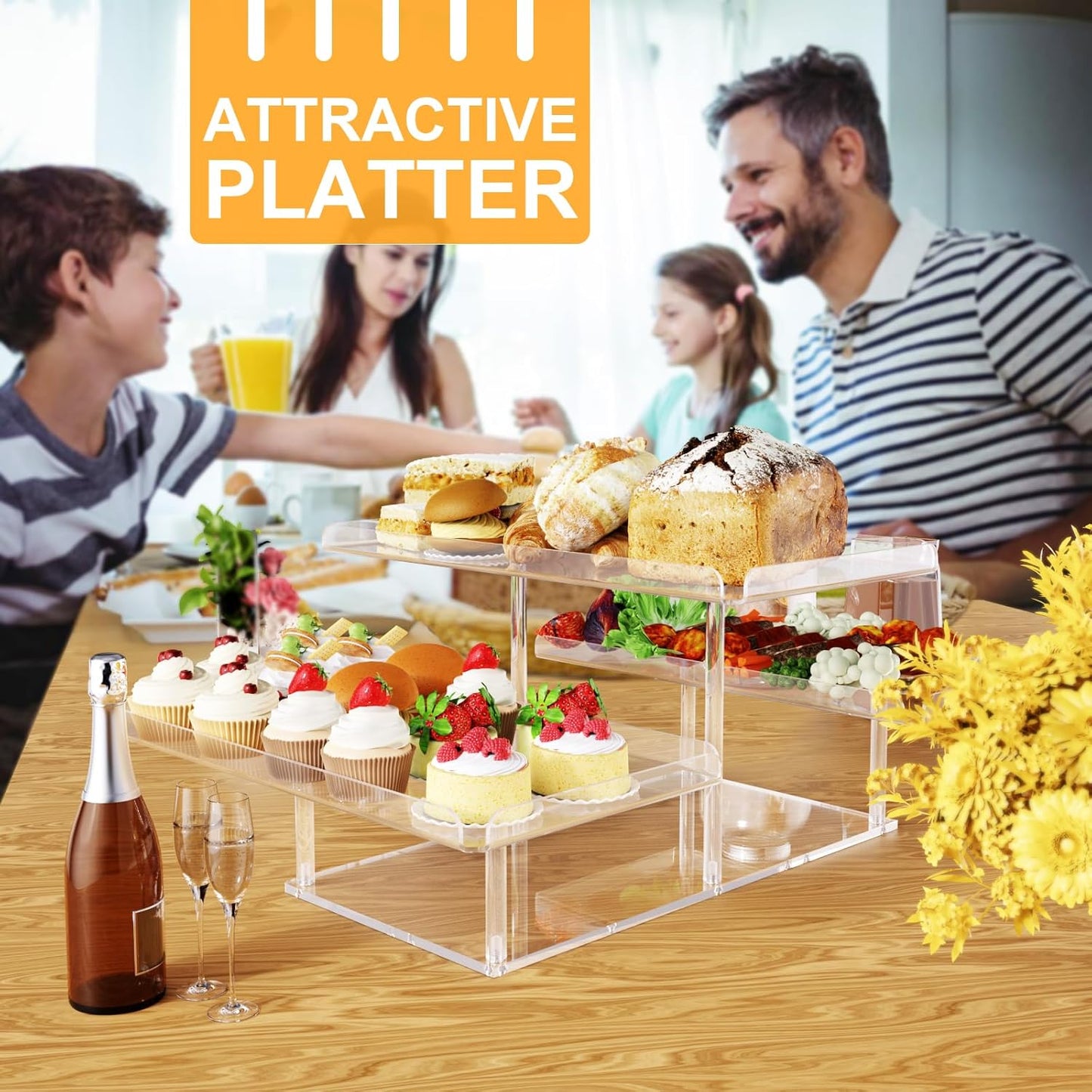 Upgraded Dessert Table Display Set, Acrylic Cupcake Buffet Dessert Risers Stands, Tier Serving Trays Holder for Weddings Baby Shower Tea Party