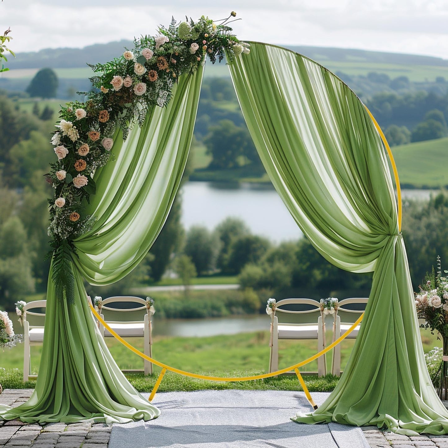 Wokceer Wedding Arch Draping Fabric 2 Panels 28.7" x 20FT Sage Green Drapes Sheer Fabric Backdrop Arch Draping Fabric for Wedding Ceremony Birthday Party Bridal Shower Decoration