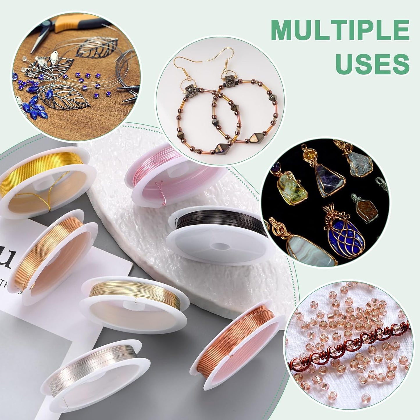 0.8 mm/20 Gauge Copper Wire for Jewelry Making, 7.5FT Copper Beading Craft Wire for Jewelry/Weaving/DIY Crafting/Planting, Color-Retaining [2.3 M, KC-Gold]