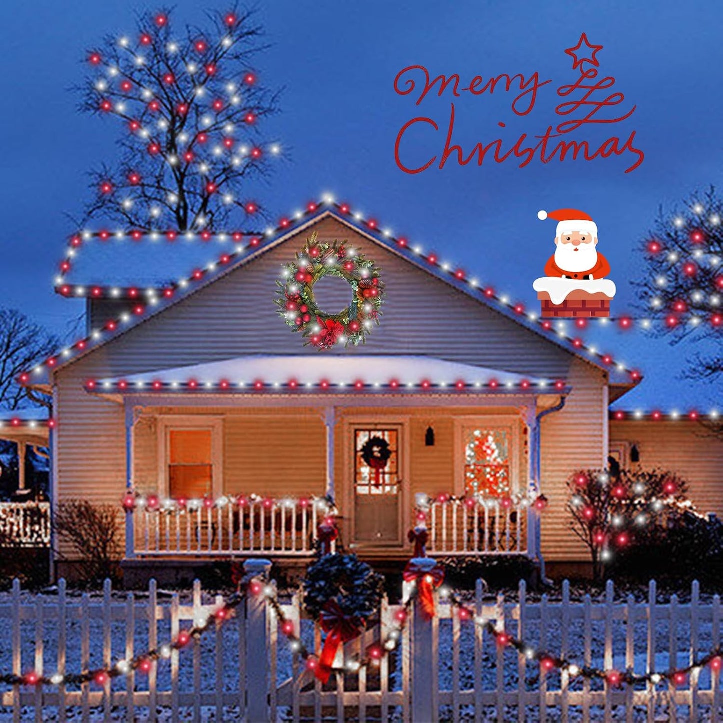 YEGUO 66ft 200 LED Christmas Lights Outdoor Waterproof, 8 Modes Purple String Lights Plug in, Green Wire Twinkle Tree Lights Indoor with Timer Memory