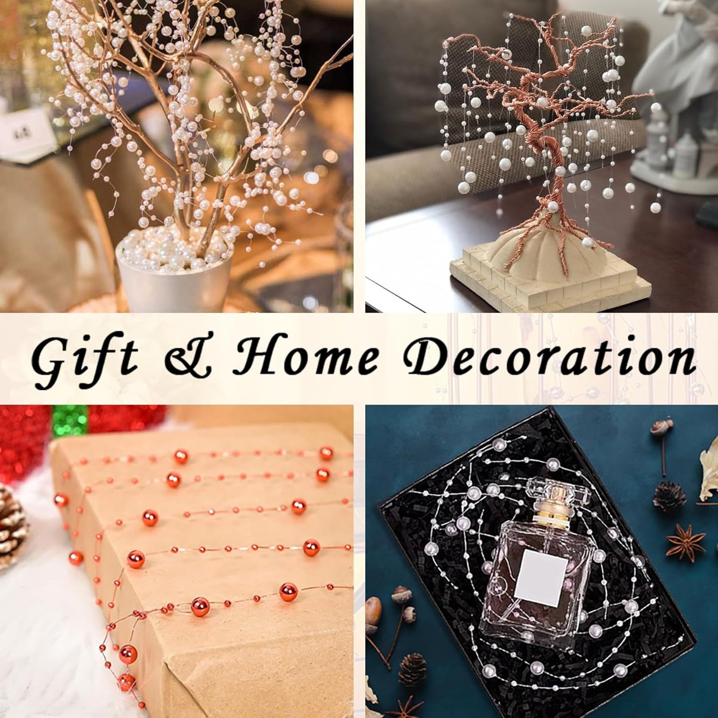 50 PCS Artificial Pearl String Beads - 10+5mm Black Floating Beads for Centerpieces, Vase Fillers, Wedding, Birthday Party, and Candle Decor