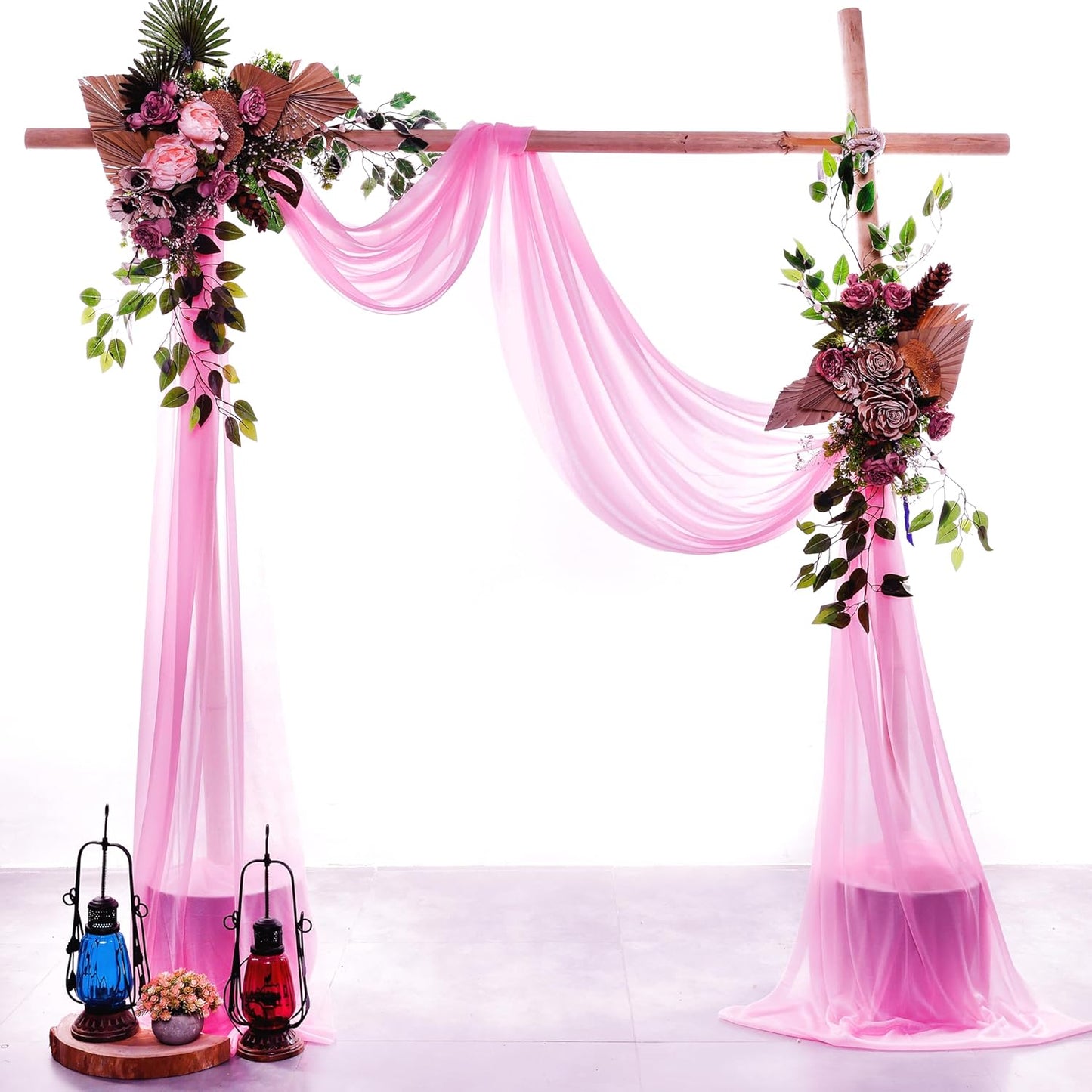 VDS Pack of 1 Panel (30 Inch X 50 Feet) Wedding Arch Draping Fabric Sheer Chiffon Fabric Drapery for Wedding Ceremony Reception Swag Backdrop Canopy Chuppah ARBO Altars Decoration (Bubblegum)