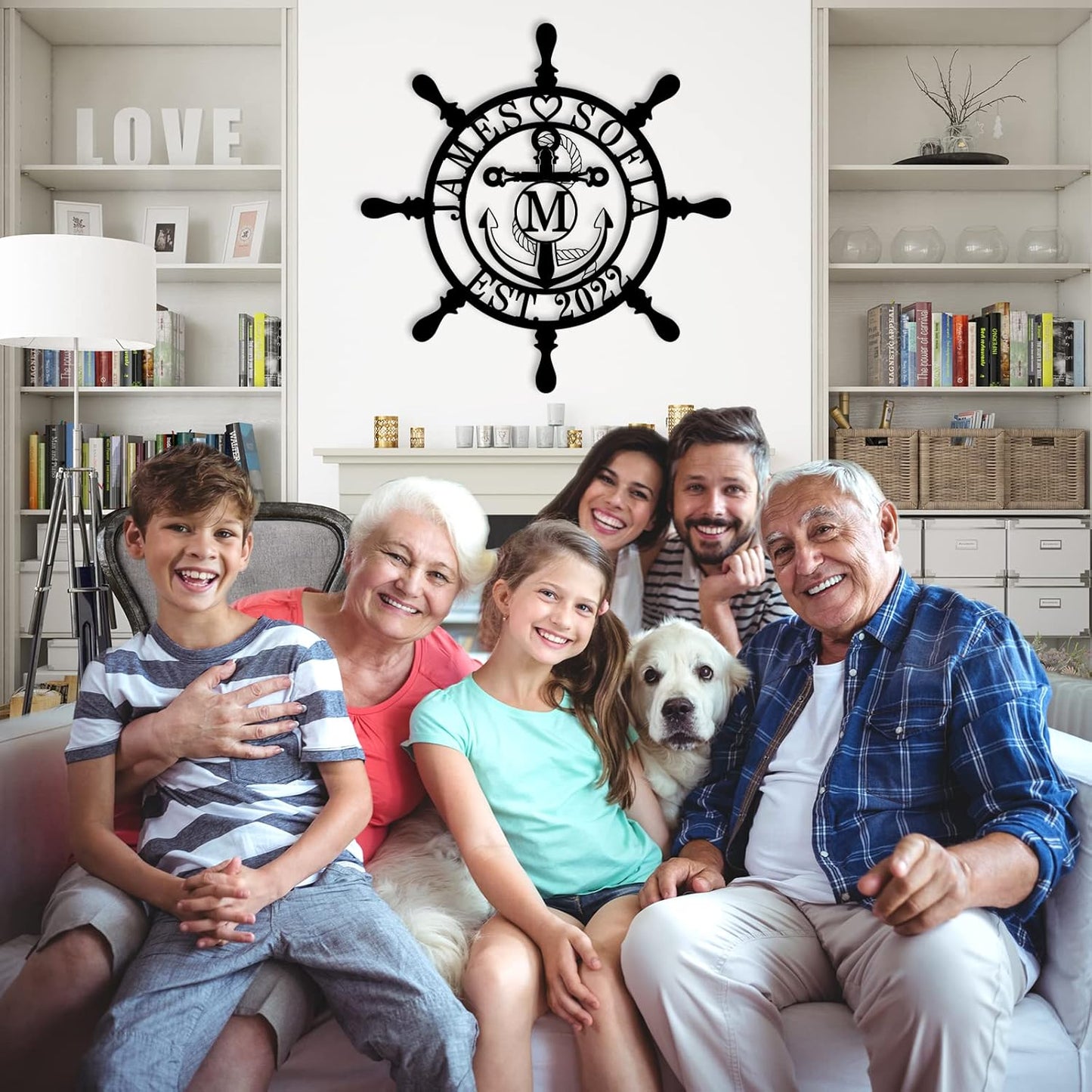 Personalized Ship Wheel Metal Sign, Customized Nautical Wall Decor, Anchor Compass Metal Sign, Family Name Sign, Monogram Wall Decor, Last Name Signs for Home, Housewarming Gift