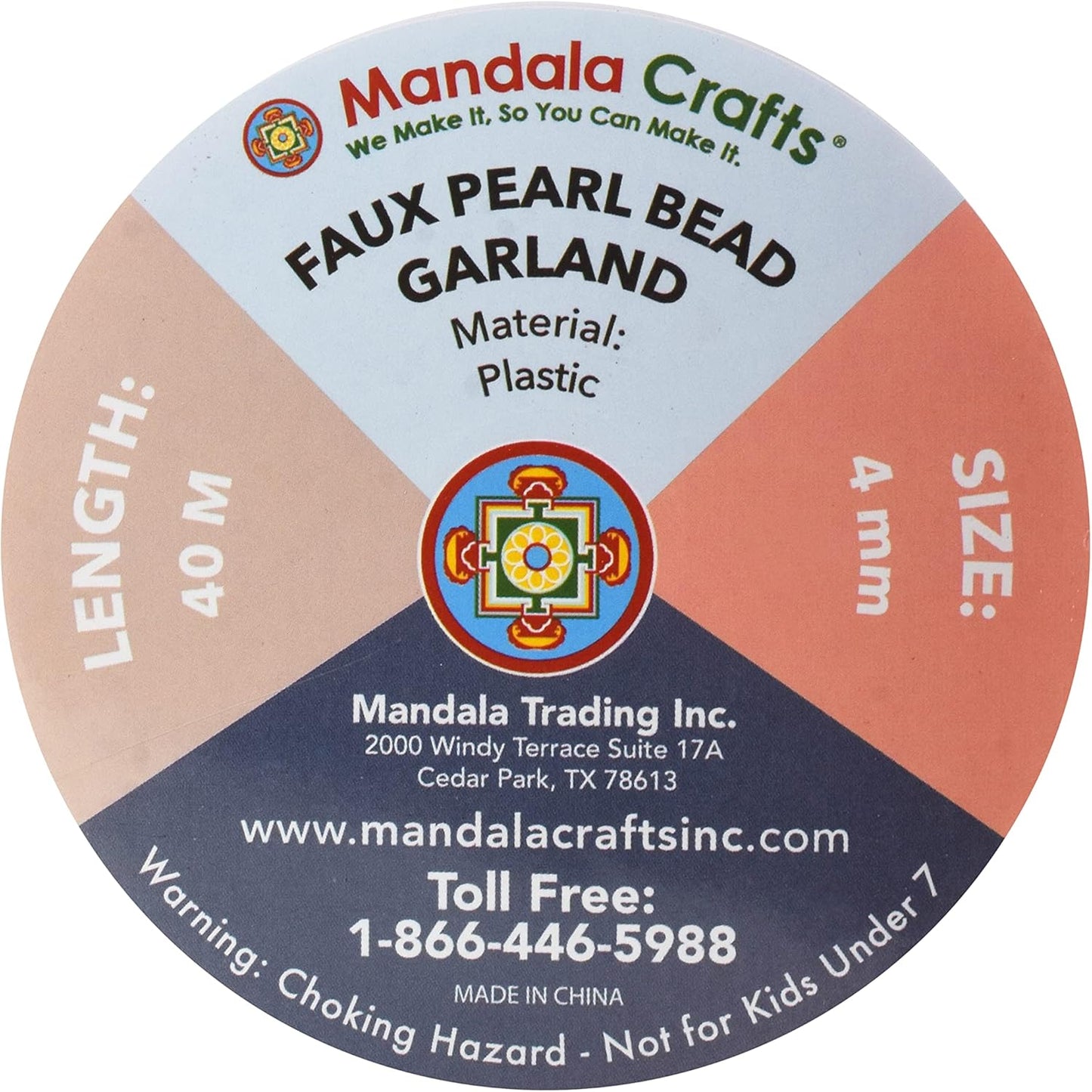 Mandala Crafts 4mm Faux Burgundy Pearl Beads Roll - 44 Yards Strand of Fake Pearls Chain Garlands Spool String for Christmas Tree, Wedding, Party, Vases, DIY Decoration