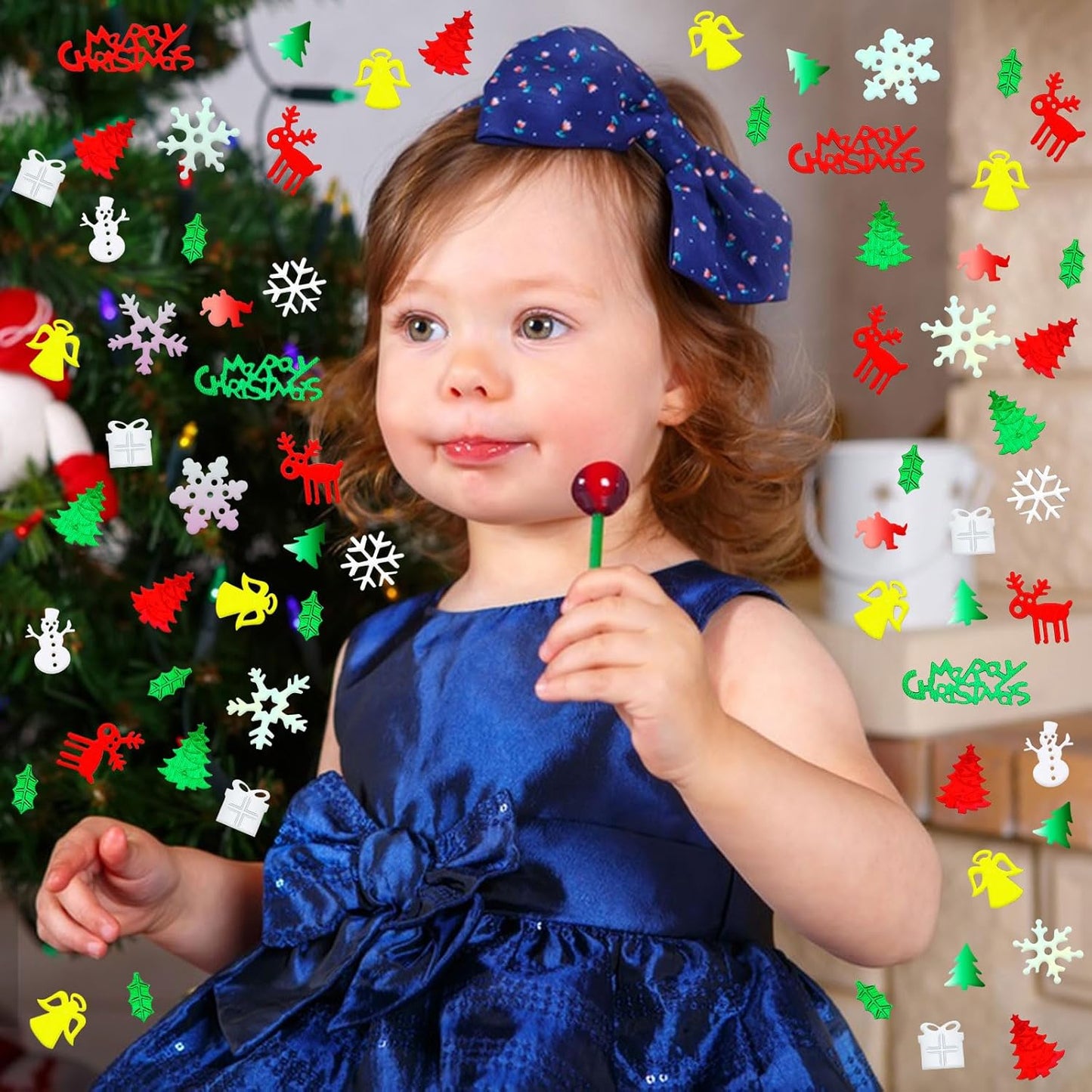 MARFOREVER Christmas Day Confetti Glitter Table Decorations Party Scatter Confetti, Red Green White Party Decorations Table Confetti Sprinkles Snowflake Santa Elk for Christmas Party Supplies Decor