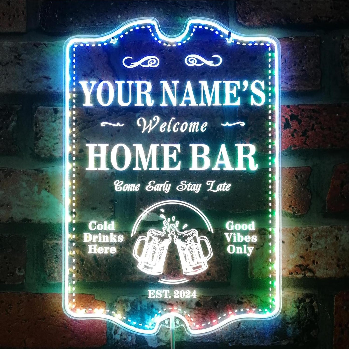 ADVPRO Personalized Your Name Home Bar RGB Dynamic Glam LED Sign - Cut-to-Edge Shape - Smart 3D Decoration - Multicolor Signage st06s43-fnd-p11c-tm-c