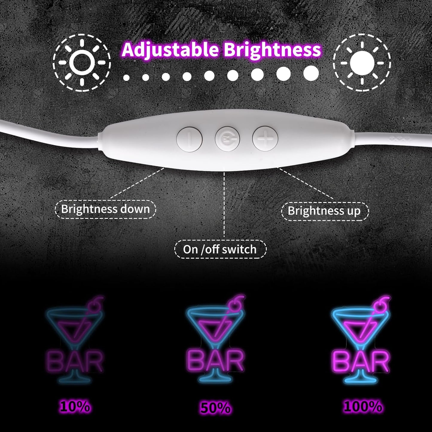 Cocktail Neon Sign - Martini Glass LED Bar Light, Retro Home Pub Wall Art, Dimmable Bar Decor, Gifts for Bartenders & Cocktail Lovers