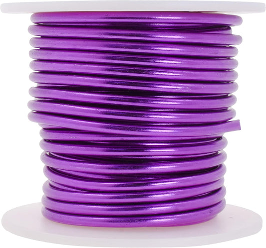 Mandala Crafts 8 Gauge Anodized Aluminum Craft Wire for Jewelry Making - 32 FT Colored Flexible Purple Wire - Bendable for Bonsai Armature Crafting Sculpting