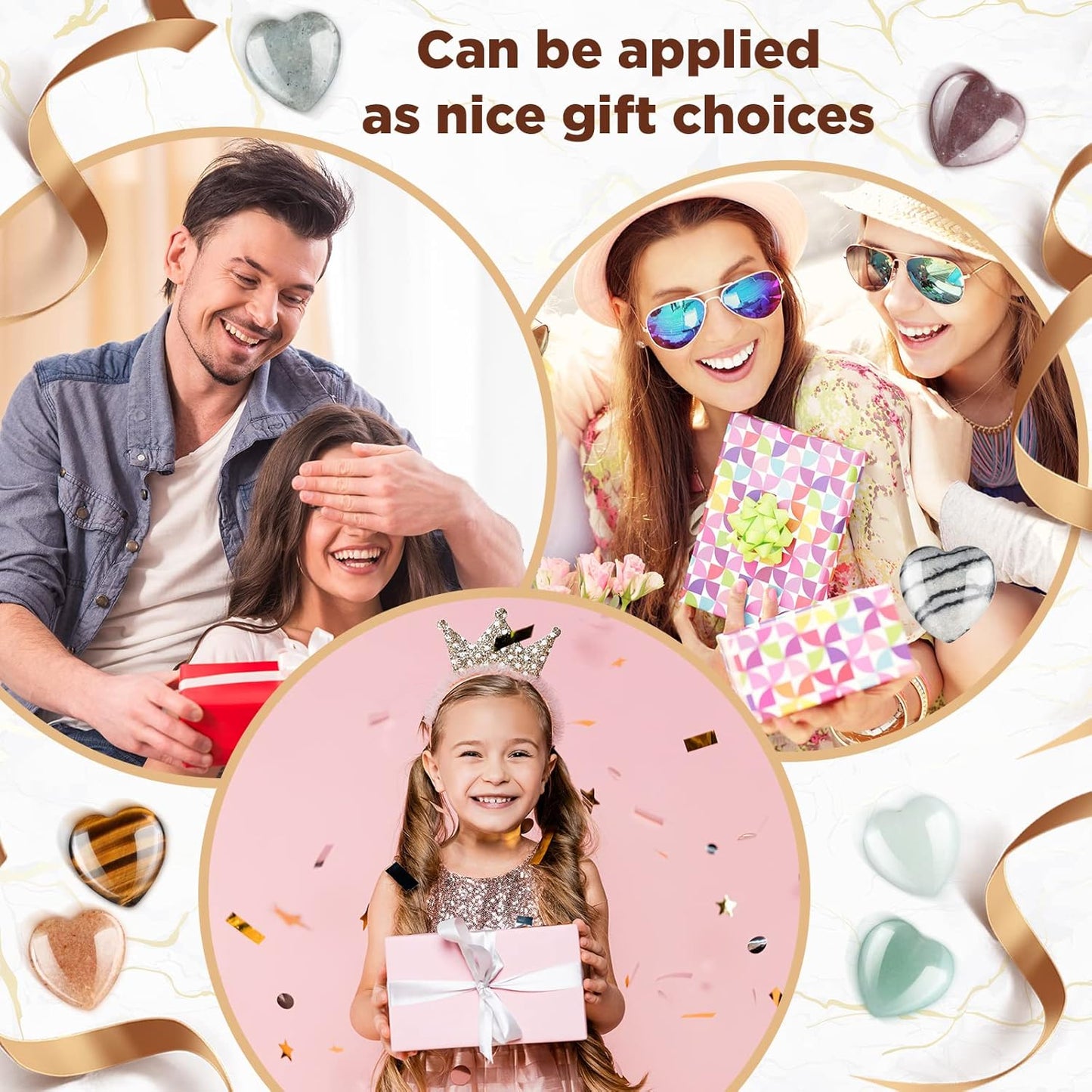 Nuenen 24 Pcs 1 Inch 25mm Natural Heart Shaped Stones Crystals and Gemstones Worry Stones Bulk Love Crystals Set Heart Shaped Rocks Pocket Palm Stone for Stress Reiki Balancing Home Decoration Yoga