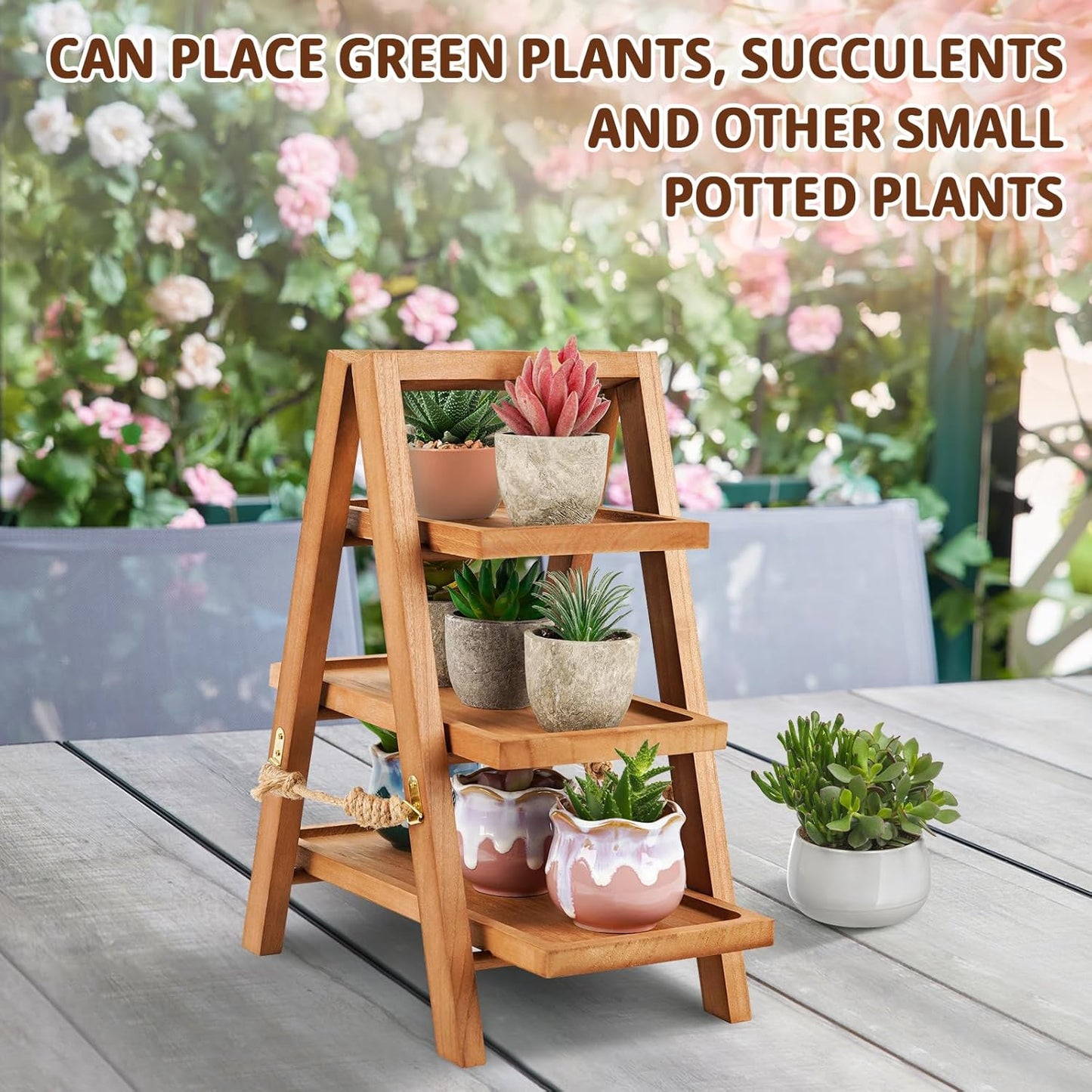 Wooden Cupcake Stand, 3 Tier Cupcake Display Stand for Dessert Display, Dessert Stands with Serving Tray and Foldable Stand for Party, Birthday, Wedding, Events, Baby Shower (Brown)