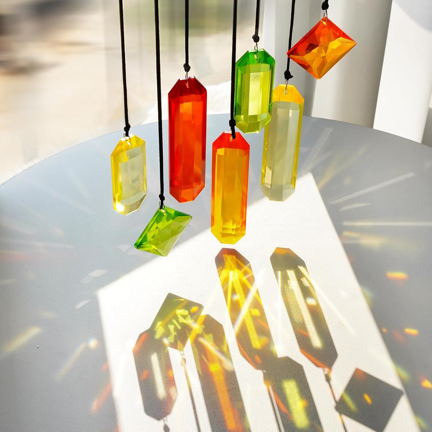 Set of 7 Colorful Crystal Ornaments for Window Hanging, Crystal Prisms Icicle Ornaments, Stained Gass Art Suncatcher for Indoor Window for Women