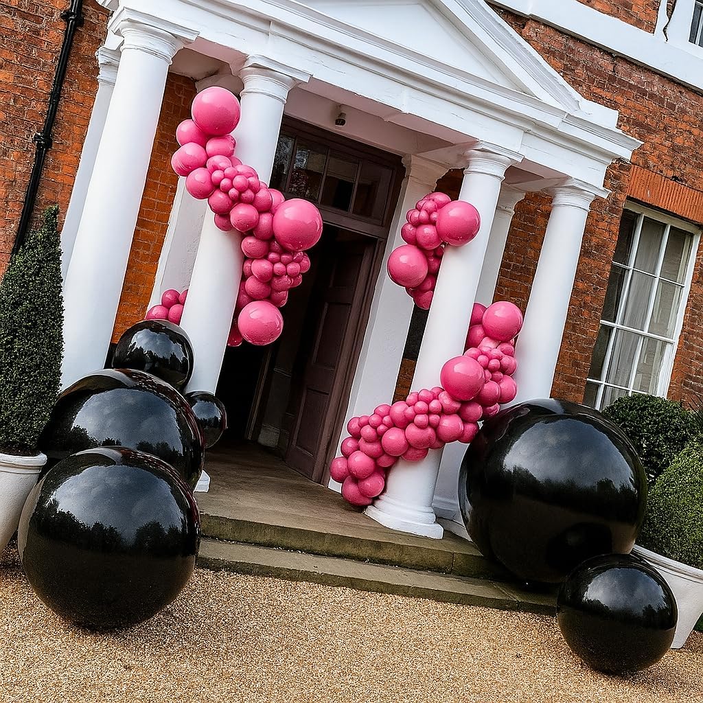 Inflatable Mirror Ball Set - Airtight PVC Spheres for Parties, Weddings, and Events. Perfect for Decoration, Hanging, and Displays. Includes Electric Pump (Black, 24in-2pk_32in_39in_47in_71")